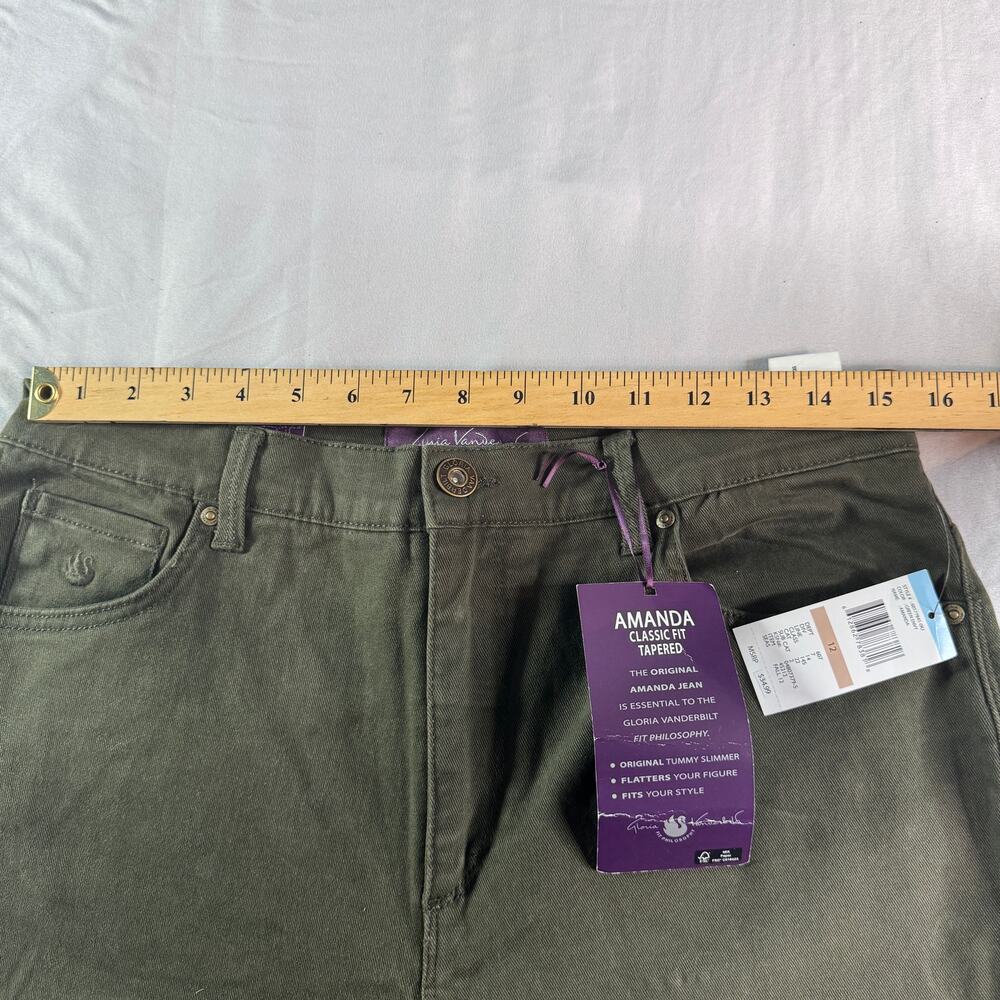 Gloria Vanderbilt Amanda Jeans Womens 12 Green Classic Fit Tapered Stretch - Picture 9 of 11